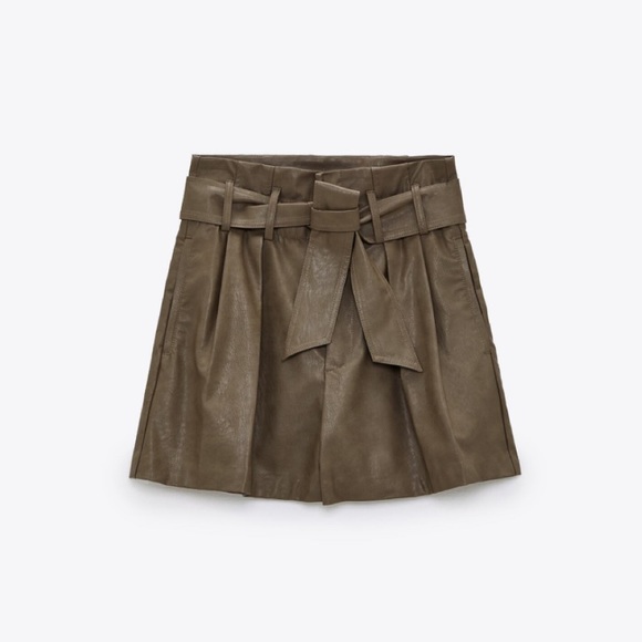Zara Faux Leather Tie Waist Shorts - Picture 7 of 7
